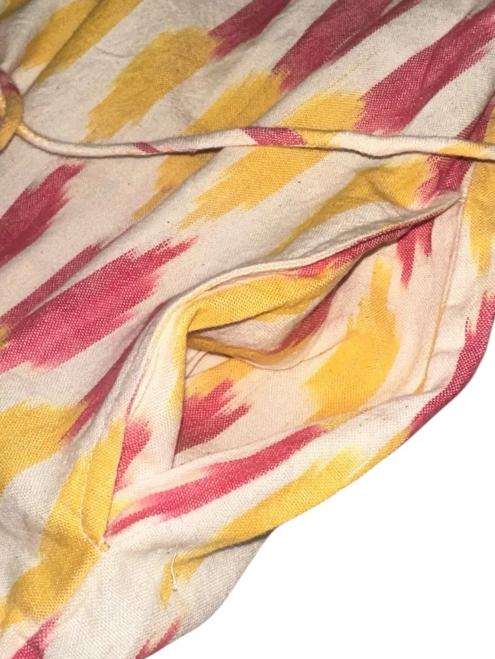 Lilla P Shirt Dress Taffy Ikat Vibrant Pink & Orange On Cream Background Sz S